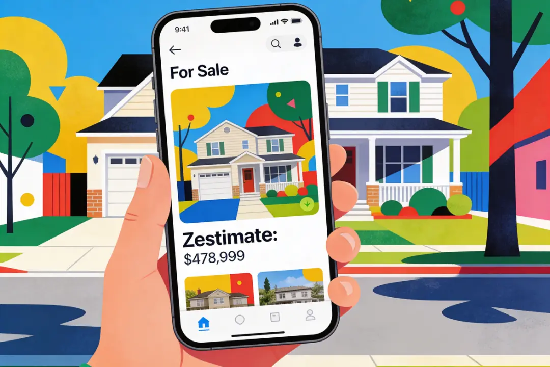 Zestimate home valuation displayed on a phone screen